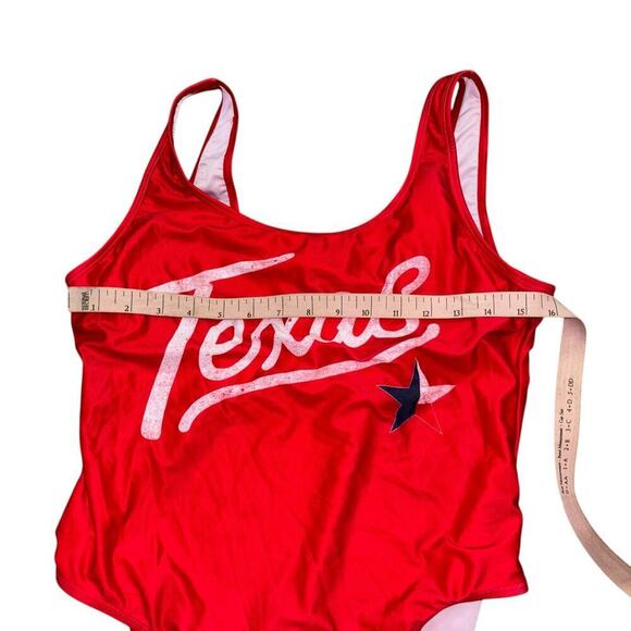 Texas One Piece Red Swimsuit Women’s L Lone Star Americana Swim Beach Vacation - Picture 3 of 10